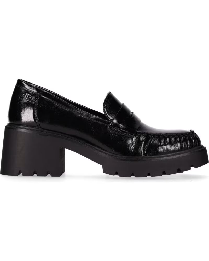 CHIKA10 RUSIAN 01 MOCASSINS DE MULHER SALTO MEDIO PRETO NEGRO-BLACK