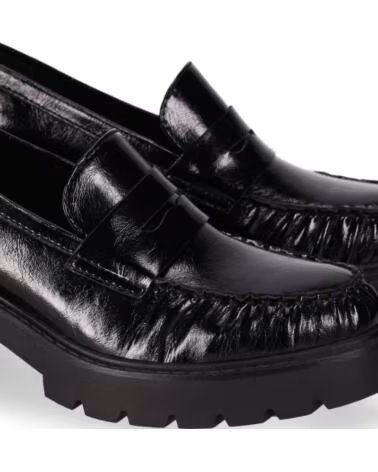 CHIKA10 RUSIAN 01 MOCASSINS DE MULHER SALTO MEDIO PRETO NEGRO-BLACK