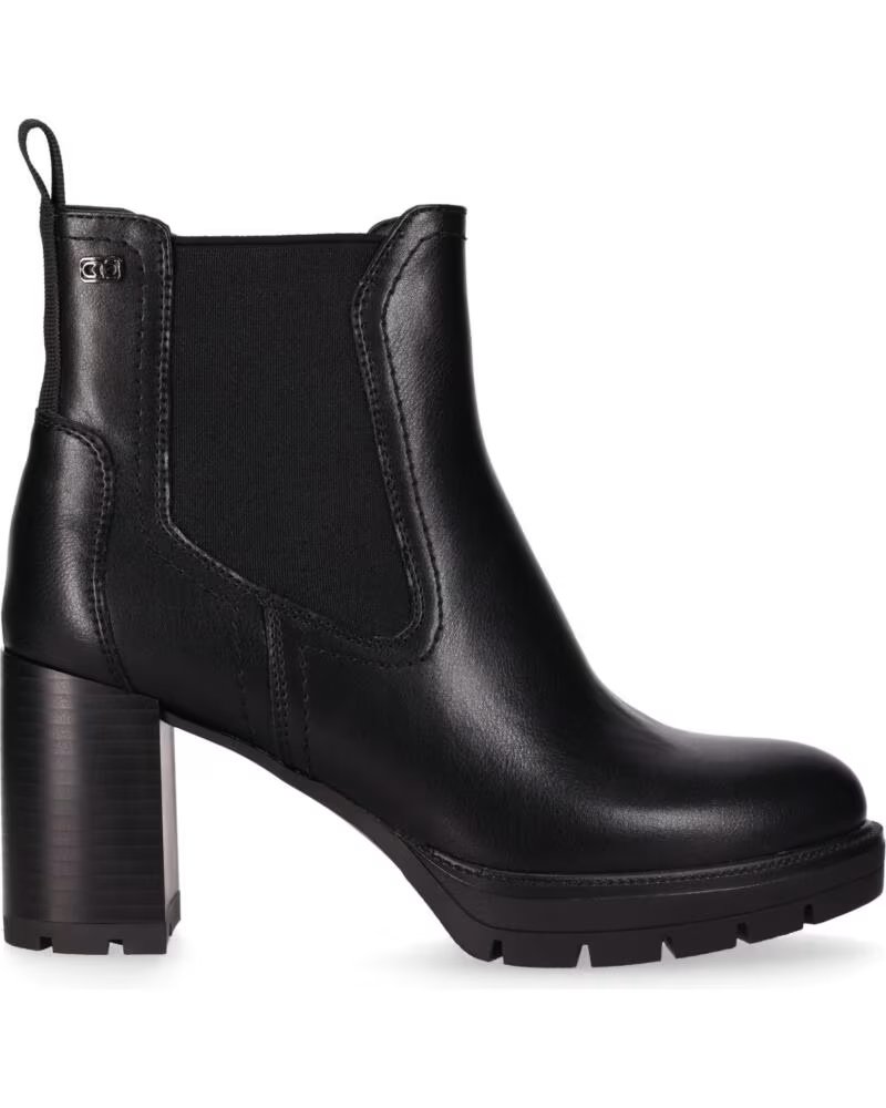 CHIKA10 AVILES 03 BOTINES DE PIEL SINTÉTICA TACÓN BAJO NEGRO-BLACK