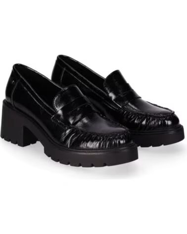 CHIKA10 RUSIAN 01 MOCASSINS DE MULHER SALTO MEDIO PRETO NEGRO-BLACK