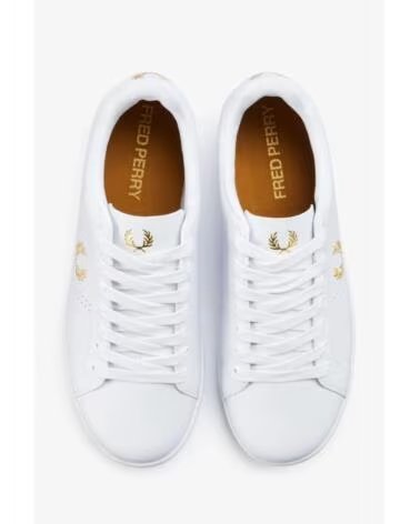 ZAPATILLAS FRED PERRY B721 LEATHER B6312 BLANCAS Y DORADAS WHITE