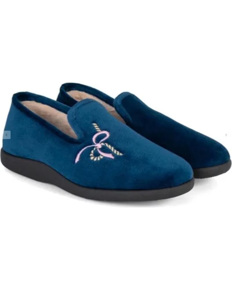 FLOSSY ZAPATILLAS DE CASA CERRADAS PARA MUJER CON BORDADO MODELO 26214 AZUL