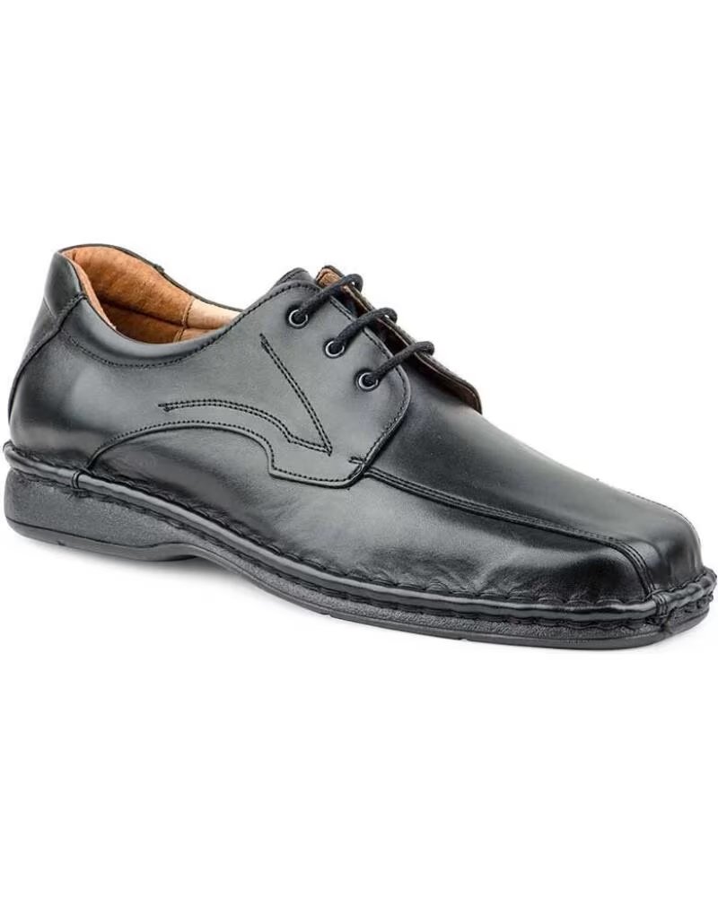 CACTUS Zapatos de piel para hombre con cordones y suela cosida modelo 60121 NEGRO