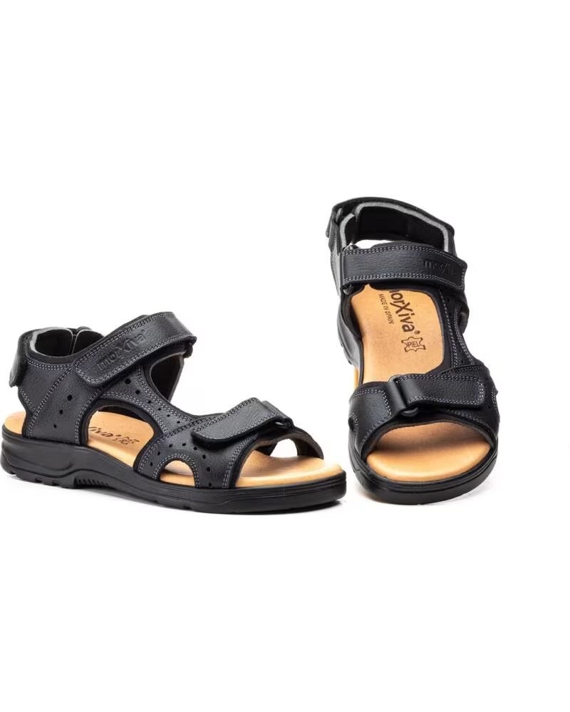 MORXIVA SANDALIAS DE PIEL PARA HOMBRE MODELO 37007 NEGRO