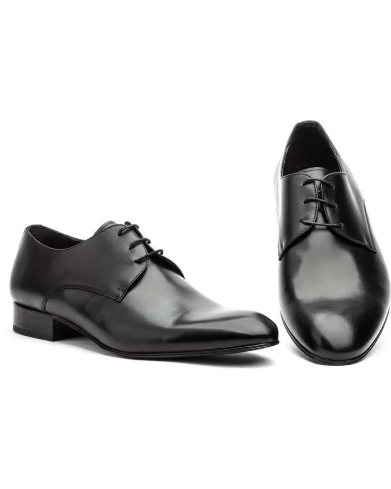 NIKKOE Zapatos de piel para hombre con suela de cuero modelo NK3249 NEGRO