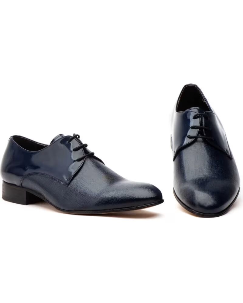 NIKKOE Zapatos de vestir de piel para hombre con suela de cuero modelo NK3247 AZUL