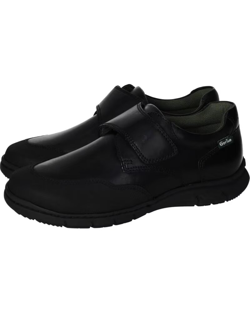 GORILA LEATHER SCHOOL SHOES 33600 WITH VELCRO NEGRO