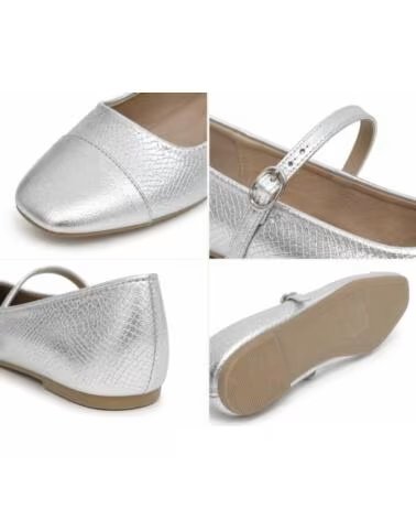 MONTEVITA ROMAZA SILVER BALLERINAS WITH STRAP