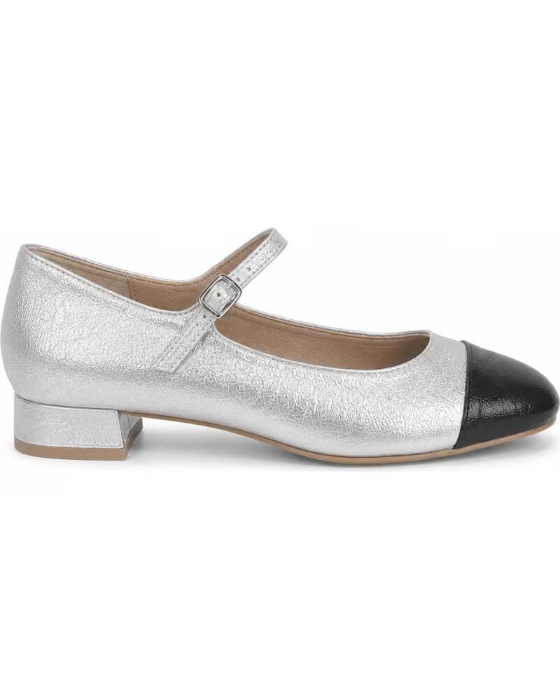 MONTEVITA MILANOZA LOW HEEL SHOES WITH STRAP SILVER