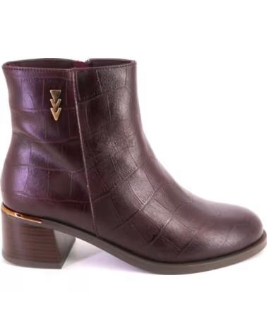 TREINTAS 4633 WOMEN´S CROCODILE EFFECT ANKLE BOOTS WITH BLOCK HEEL BURDEOS