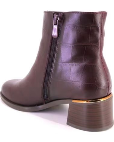 TREINTAS 4633 WOMEN´S CROCODILE EFFECT ANKLE BOOTS WITH BLOCK HEEL BURDEOS