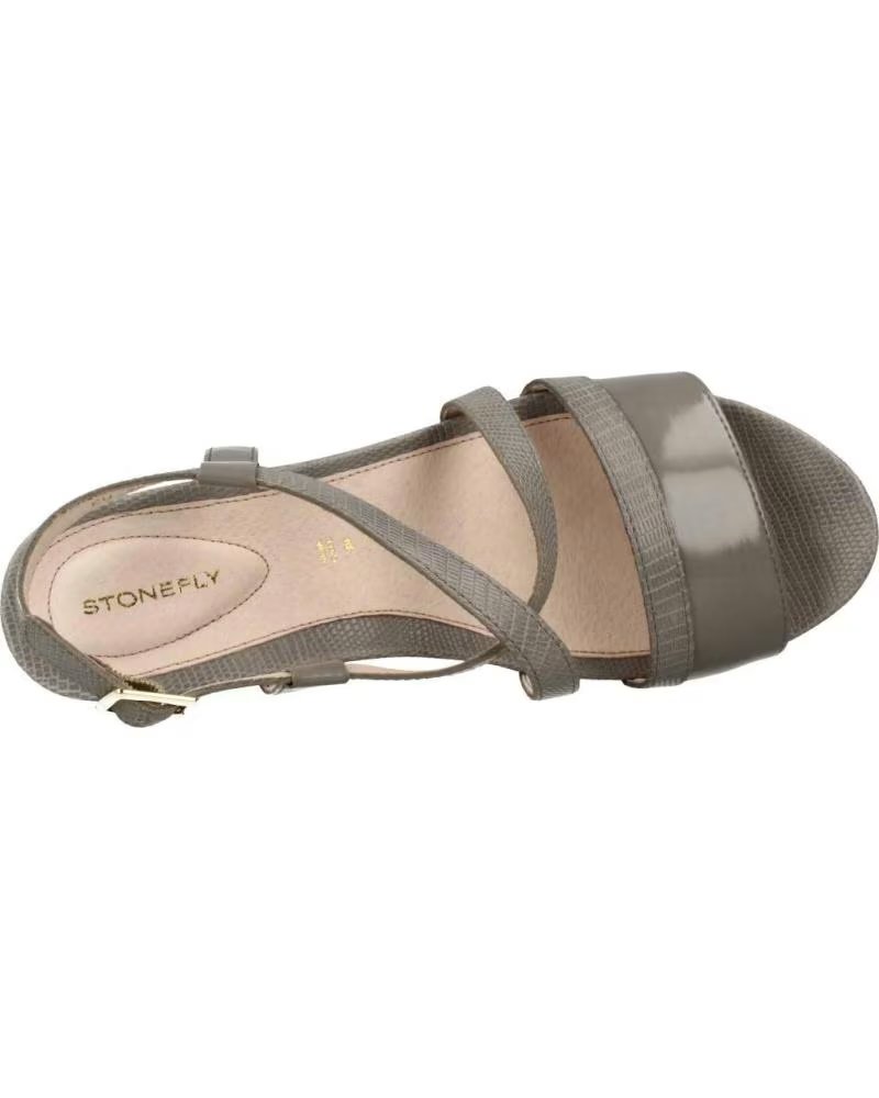 Sandali Zeppa Stonefly Aqua III 8 Per Donna, In Pelle Nera Con Zeppa 5 Cm - Sandali Scalsati Estivi