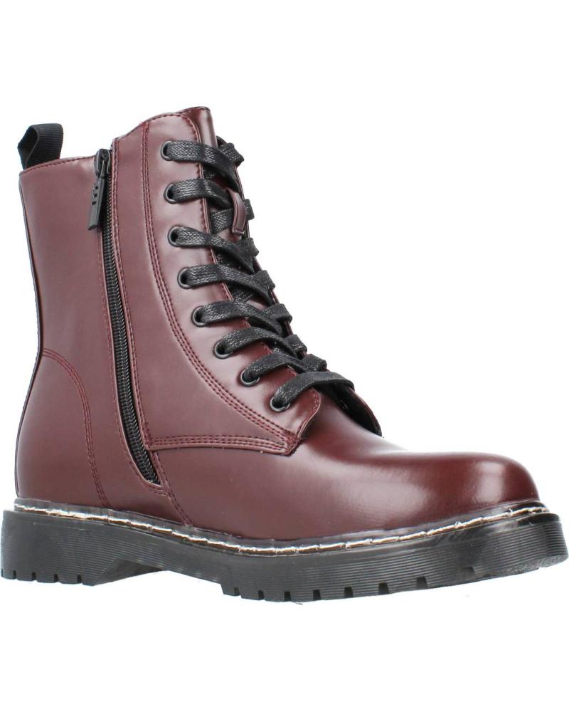 Botas Militares Botines Burdeos Cordones Botines Mujer Granate