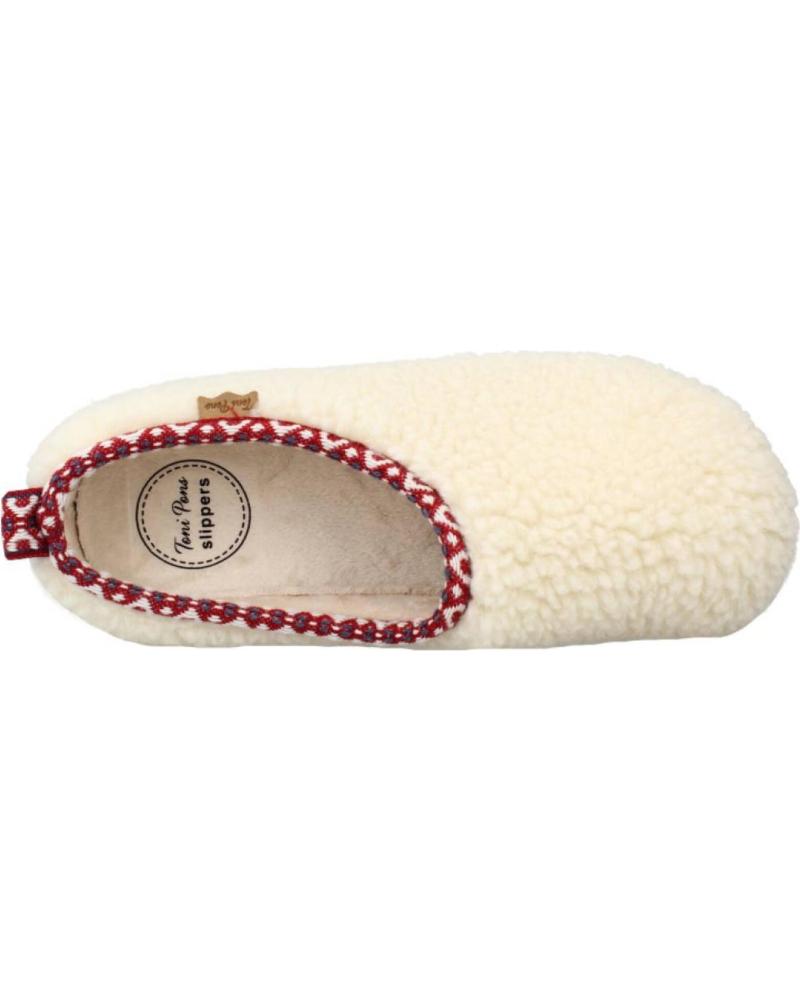 TONI PONS Demi-FP - Pantofole Da Casa In Feltro Per Donna Con Lacci - Colore Ecru, Taglia 40