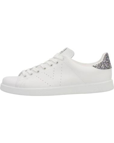 VICTORIA TRAINERS 1125104 WHITE LEATHER WITH ANTHRACITE GLITTER HEEL BLANCO