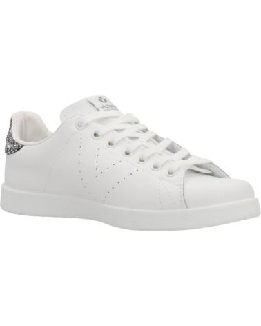 VICTORIA TRAINERS 1125104 WHITE LEATHER WITH ANTHRACITE GLITTER HEEL BLANCO