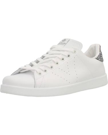 VICTORIA TRAINERS 1125104 WHITE LEATHER WITH ANTHRACITE GLITTER HEEL BLANCO