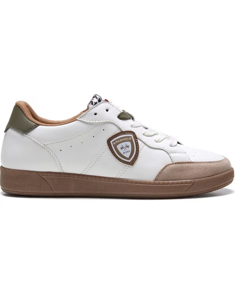SPAGNOLO Zapatillas sneaker hombre 40115 blanco y caqui BLANCO