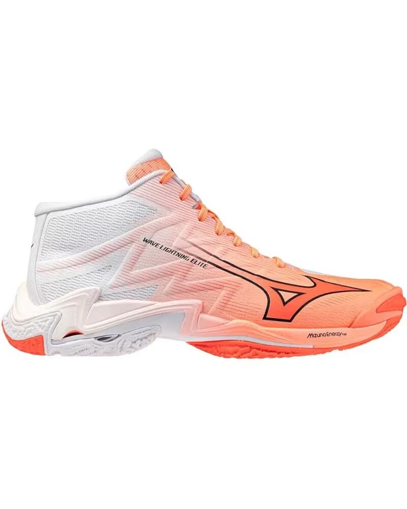 CHAUSSURES MIZUNO WAVE LIGHTNING ELITE MID BLANC ORANGE NARANJA
