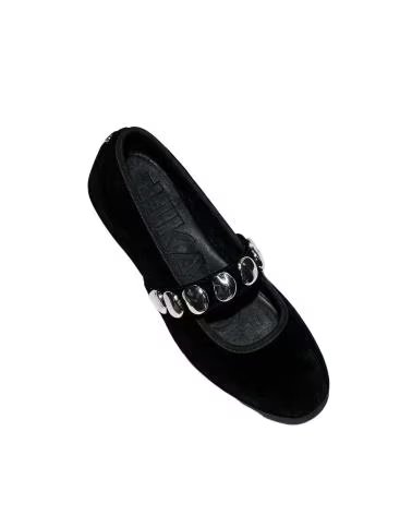 CHIKA10 VELVET 01 BAILARINAS PLANAS DE MUJER TERCIOPELO NEGRO CON DETALLES METÁLICOS NEGRO-BLACK