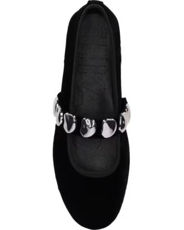 CHIKA10 VELVET 01 BAILARINAS PLANAS DE MUJER TERCIOPELO NEGRO CON DETALLES METÁLICOS NEGRO-BLACK