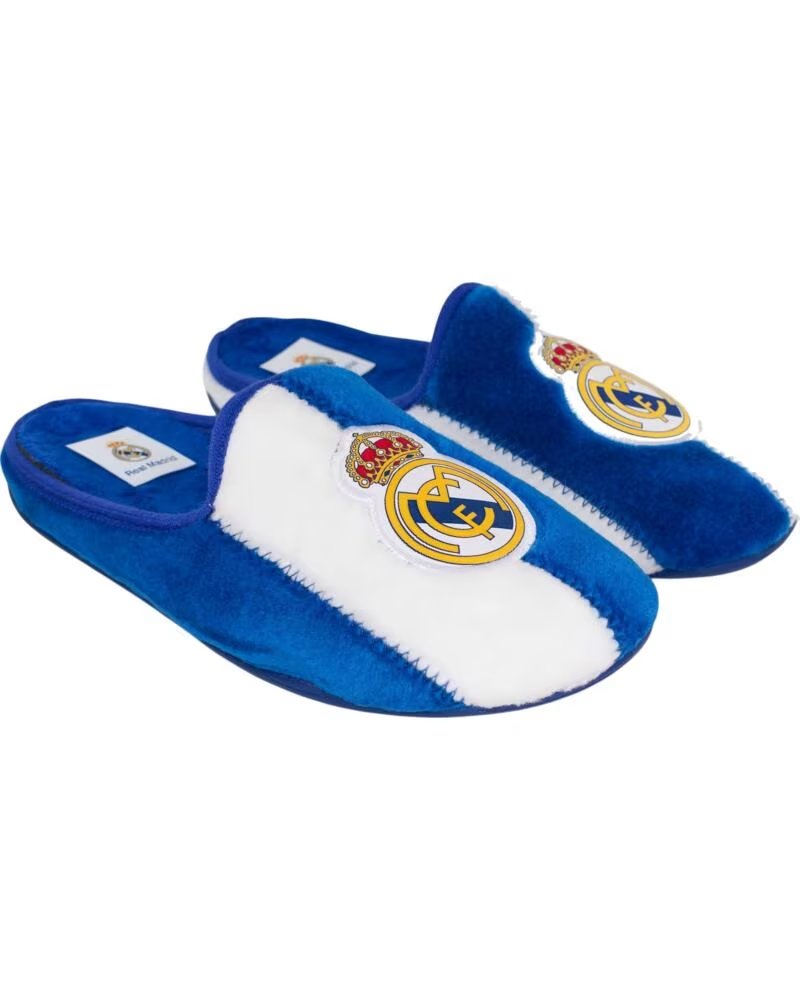 SEVILLAS PANTUFLA INFANTIL REAL MADRID DE ALGODON CON SUELA GOMA ANTIDESLIZANTE AZUL