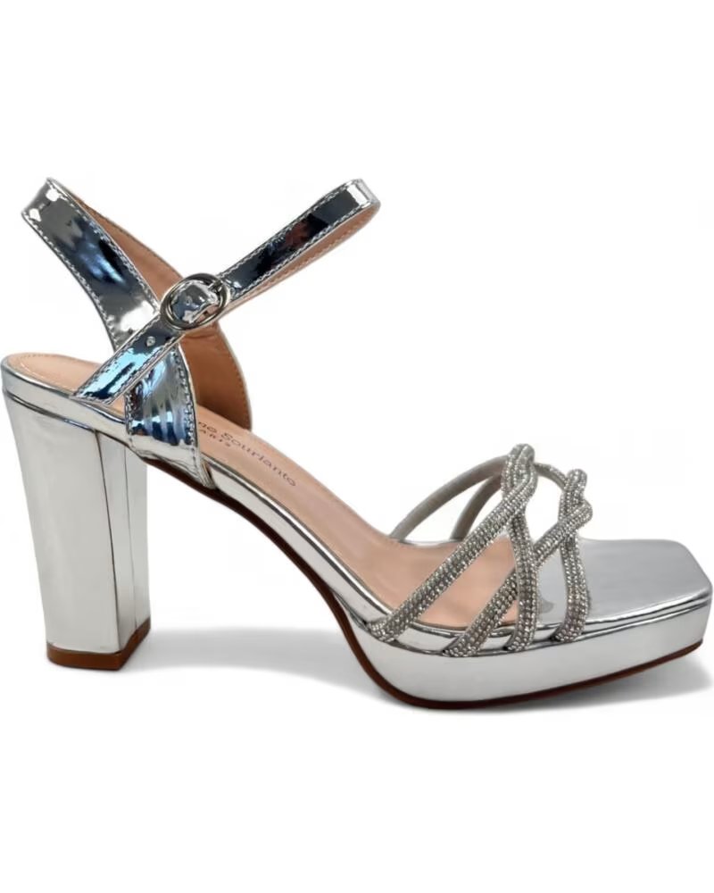 TIMBOS WOMEN PARTY HEEL SANDAL SILVER 133738 PLATEADO