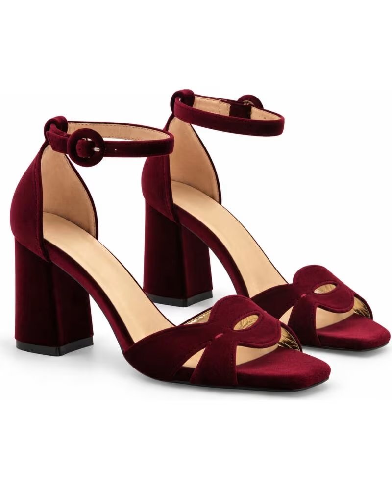 MONTEVITA ALMERIA VELVET HEELED SANDALS BURGUNDY