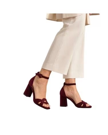 MONTEVITA ALMERIA VELVET HEELED SANDALS BURGUNDY