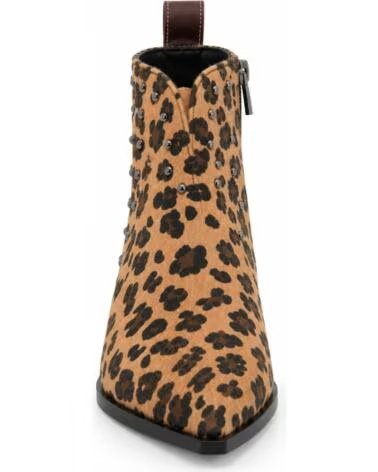 MONTEVITA JAENZA DAMEN STIEFELETTEN AUS LEDER MIT LEOPARDENMUSTER UND NIETEN BROWN