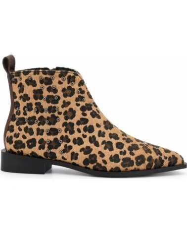 MONTEVITA JAENZA DAMEN STIEFELETTEN AUS LEDER MIT LEOPARDENMUSTER UND NIETEN BROWN