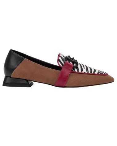 MASSACOS FEMININOS MONTEVITA OVIEDOÑA CASTANHOS PRETOS COM ESTAMPADO CEBRA E PORMENORES BORDEAUX BEIGE