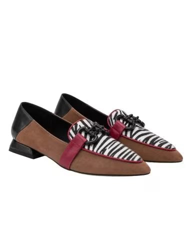 MASSACOS FEMININOS MONTEVITA OVIEDOÑA CASTANHOS PRETOS COM ESTAMPADO CEBRA E PORMENORES BORDEAUX BEIGE