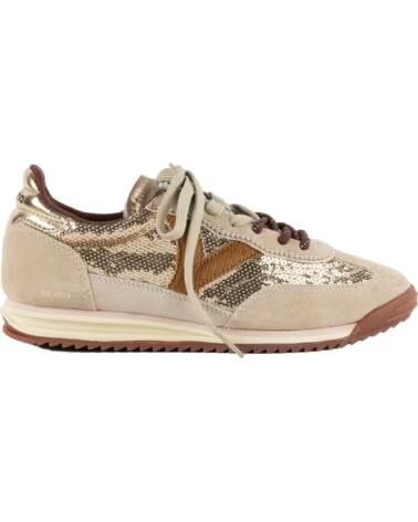 BASKETS SATURNO CROÛTE DE CUIR ET PAILLETTES 1158119 BEIGE