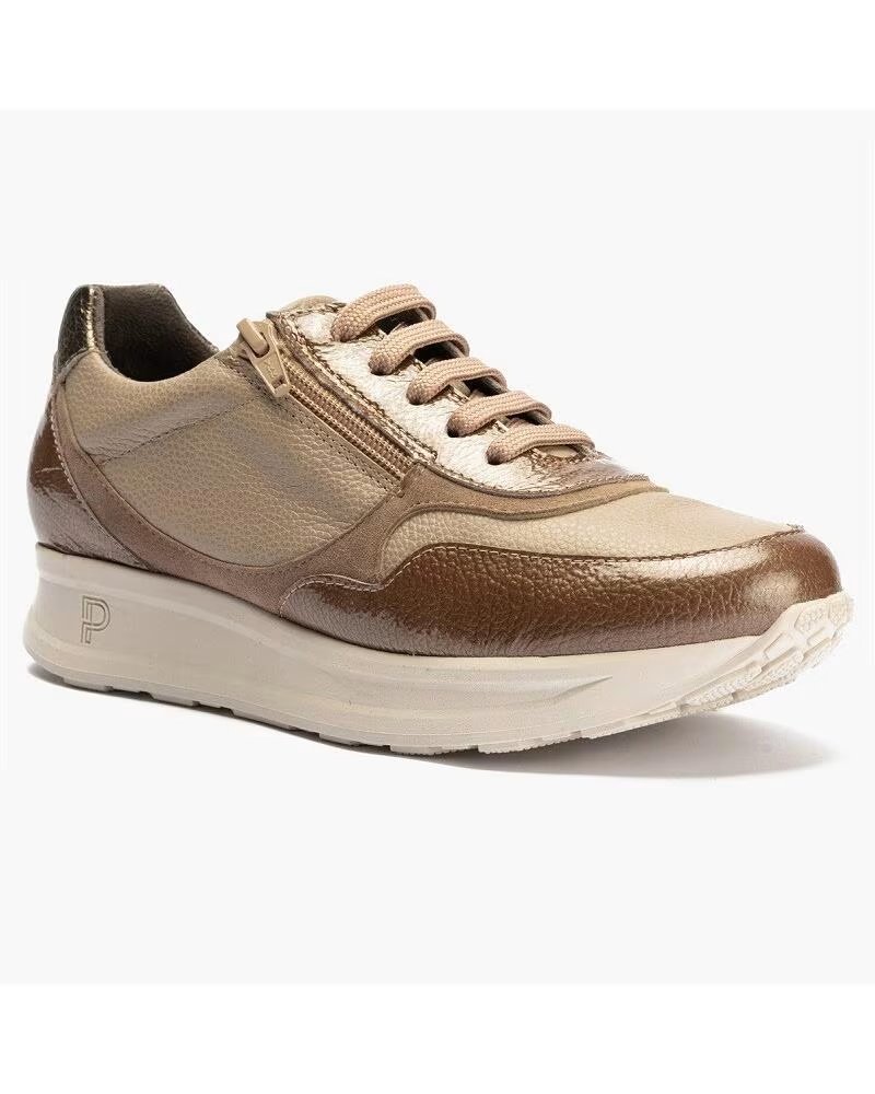 PITILLOS COMBINED PATENT LEATHER SNEAKER TAUPE 11601 TOPO