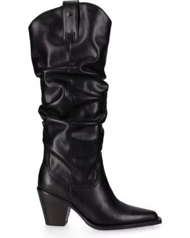 CHIKA10 JADE 01 BOTAS DE PIEL SINTÉTICA CON TACÓN MEDIO PARA MUJER NEGRO-BLACK