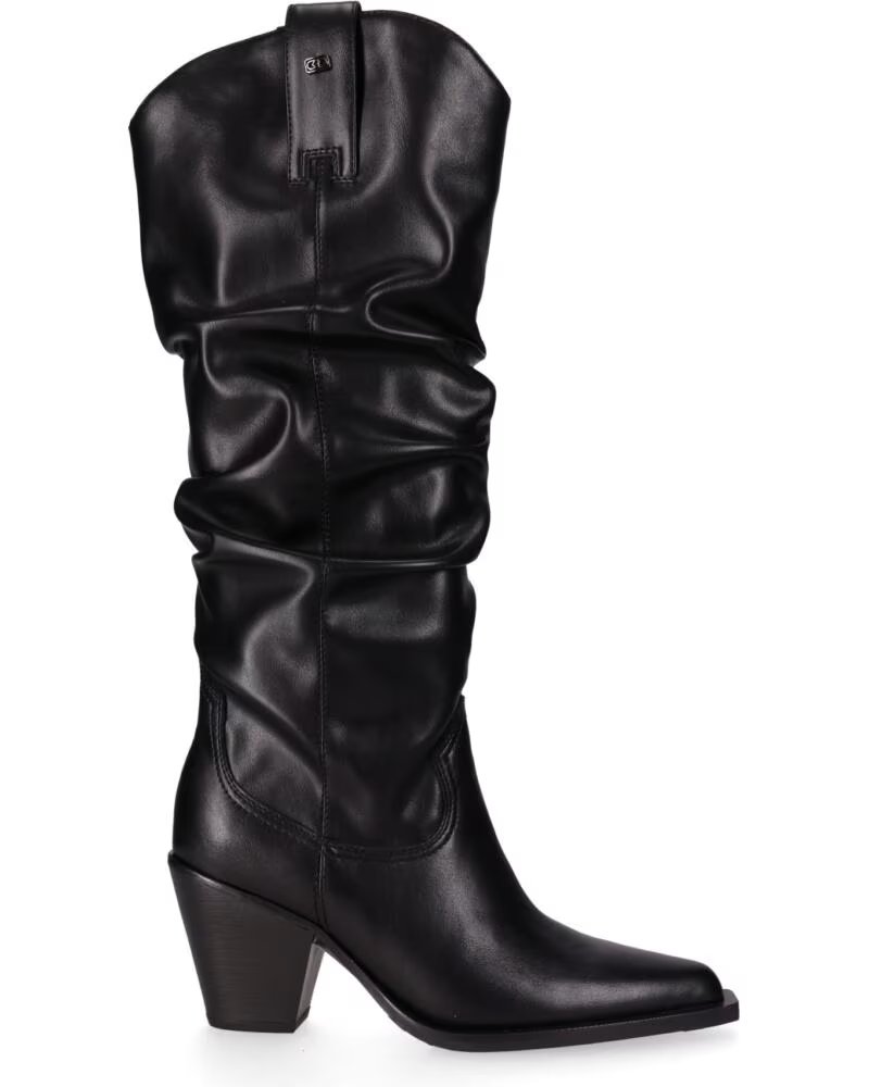 CHIKA10 JADE 01 BOTAS DE PIEL SINTÉTICA CON TACÓN MEDIO PARA MUJER NEGRO-BLACK