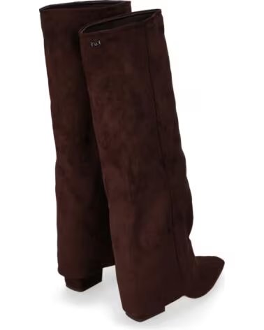 CHIKA10 ALICE 02 BOTAS DE MUJER DE TEJIDO TACÓN MEDIO MARRÓN MARRON-BROWN