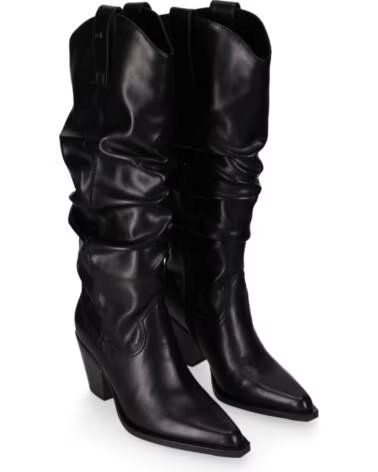 CHIKA10 JADE 01 BOTAS DE PIEL SINTÉTICA CON TACÓN MEDIO PARA MUJER NEGRO-BLACK