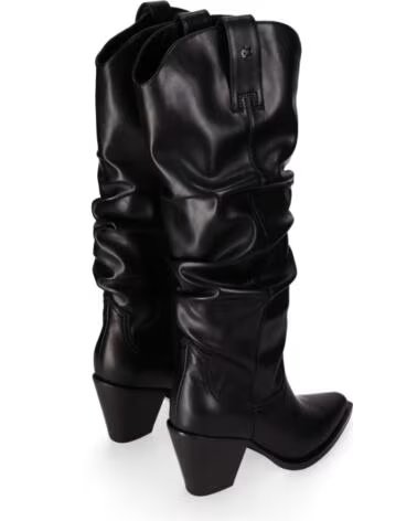 CHIKA10 JADE 01 BOTAS DE PIEL SINTÉTICA CON TACÓN MEDIO PARA MUJER NEGRO-BLACK