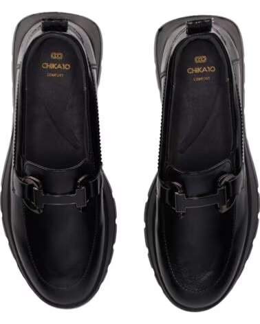 CHIKA10 ST MANDARIN 03 ZAPATOS PIEL SINTÉTICA MUJER CUÑA BAJA NEGRO-BLACK