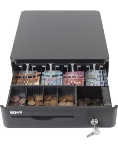 CAJÓN PORTAMONEDAS IGGUAL IRON-10R AUTOMÁTICO MANUAL 38 CM NEGRO