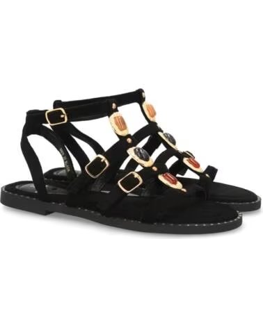 SPORT3PUNTO0 HA-5710 SANDALIAS PLANAS NEGRAS CON PEDRERÍA VARIOS COLORES