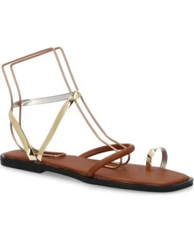 SPORT3PUNTO0 GZ-2A014 SANDALIAS PLANAS CAMEL CON TIRAS METALIZADAS VARIOS COLORES