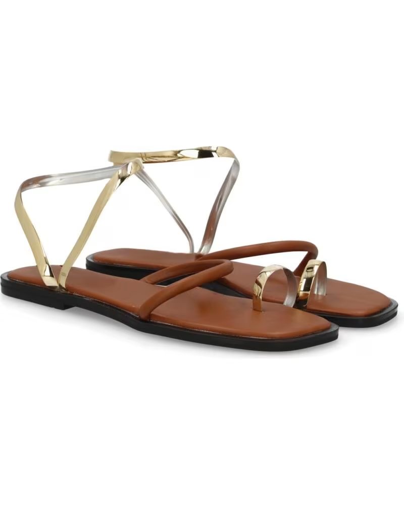 SPORT3PUNTO0 GZ-2A014 SANDALIAS PLANAS CAMEL CON TIRAS METALIZADAS VARIOS COLORES