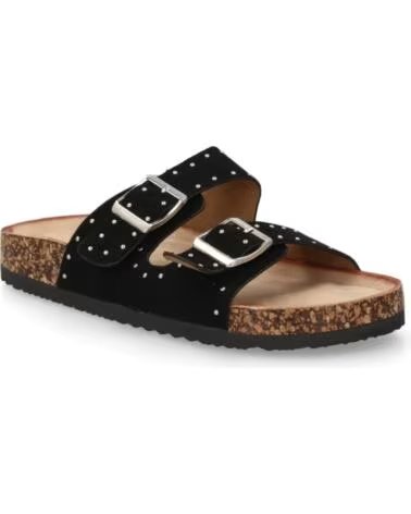 SPORT3PUNTO0 TF5057 SANDALIAS PLANAS NEGRAS CON HEBILLAS Y TACHUELAS VARIOS COLORES