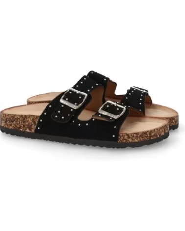 SPORT3PUNTO0 TF5057 SANDALIAS PLANAS NEGRAS CON HEBILLAS Y TACHUELAS VARIOS COLORES