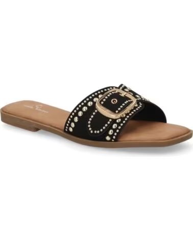 SPORT3PUNTO0 TF2528 SANDALIAS PLANAS NEGRAS CON HEBILLA Y TACHUELAS VARIOS COLORES