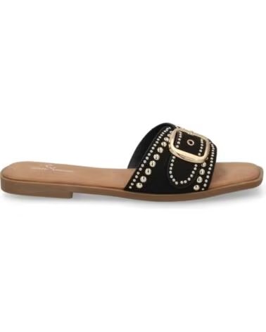 SPORT3PUNTO0 TF2528 SANDALIAS PLANAS NEGRAS CON HEBILLA Y TACHUELAS VARIOS COLORES