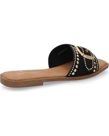 SPORT3PUNTO0 TF2528 SANDALIAS PLANAS NEGRAS CON HEBILLA Y TACHUELAS VARIOS COLORES